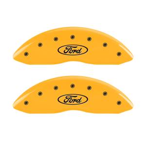 MGP 4 Caliper Covers Engraved Front & Rear Oval logo/Ford Yellow finish black ch - 10120SFRDYL