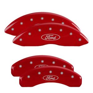 MGP - MGP 4 Caliper Covers Engraved Front & Rear Oval logo/Ford Red finish silver ch - 10146SFRDRD - Image 3