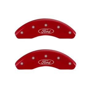 MGP - MGP 4 Caliper Covers Engraved Front & Rear Oval logo/Ford Red finish silver ch - 10210SFRDRD - Image 1