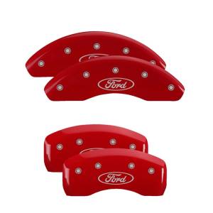 MGP - MGP 4 Caliper Covers Engraved Front & Rear Oval logo/Ford Red finish silver ch - 10210SFRDRD - Image 3