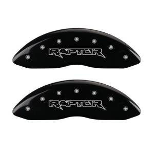 MGP - MGP 4 Caliper Covers Engraved Front & Rear Raptor Black finish silver ch - 10219SRPTBK - Image 1