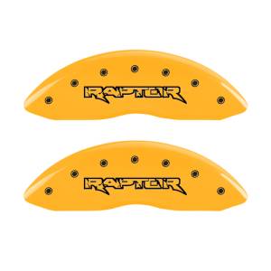 MGP 4 Caliper Covers Engraved Front & Rear Raptor Yellow finish black ch - 10219SRPTYL