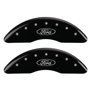 MGP 4 Caliper Covers Engraved Front & Rear Oval logo/Ford Black finish silver ch - 10235SFRDBK