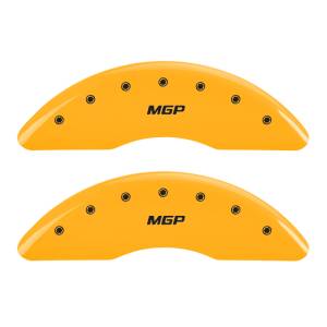 MGP 4 Caliper Covers Engraved Front & Rear MGP Yellow finish black ch - 10235SMGPYL