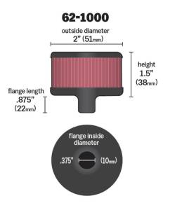 K&N Engineering - K&N Engineering Steel Base Crankcase Vent Filter 0.375in Vent OD x 2in OD x 1.5in Height - 62-1000 - Image 4