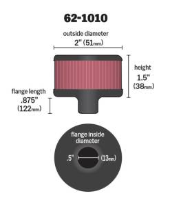 K&N Engineering - K&N Engineering Steel Base Crankcase Vent Filter .5in Vent OD x 2in OD x 1.5in Height - 62-1010 - Image 4