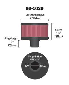 K&N Engineering - K&N Engineering Steel Base Crankcase Vent Filter .625in Vent OD x 2in OD x 1.5in Height - 62-1020 - Image 4