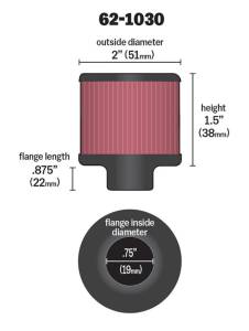 K&N Engineering - K&N Engineering Steel Base Crankcase Vent Filter .75in Vent OD x 2in OD x 1.5in Height - 62-1030 - Image 4