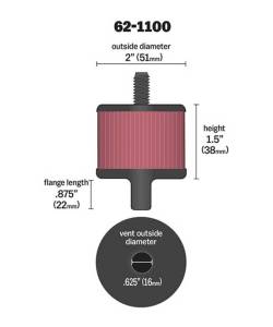 K&N Engineering - K&N Engineering Steel Base Crankcase Vent Filter 0.5in Vent OD x 2in OD x 1.5in Height - 62-1100 - Image 4