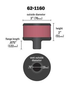 K&N Engineering - K&N Engineering Filter 3/4in Vent 3in Diameter 2in Height - 62-1160 - Image 3