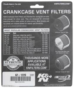 K&N Engineering - K&N Engineering Rubber Base Crankcase Vent Filter - Chrome 1in Flange ID x 2in OD x 1.5in Height - 62-1220 - Image 9