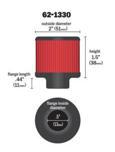 K&N Engineering - K&N Engineering Clamp On Rubber Base Crankcase Vent Filter 0.5in Flange ID 2in OD 1.5in Height - 62-1330 - Image 4