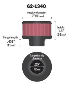 K&N Engineering - K&N Engineering 0.625 inch ID 2 inch OD 1.5 inch H Clamp On Crankcase Vent Filter - 62-1340 - Image 4