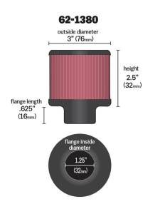 K&N Engineering - K&N Engineering 1.25in Flange ID x 3in OD x 2.5 inch H Rubber Base Crankcase Vent Filter - 62-1380 - Image 3