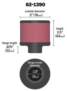 K&N Engineering - K&N Engineering 1.25in Flange ID x 3in OD x 2.5in H Rubber Base Crankcase Vent Filter - 62-1390 - Image 4