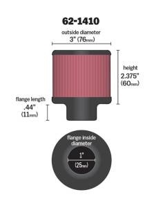 K&N Engineering - K&N Engineering 1 inch ID 3 inch OD 2.375 inch H Rubber Base Crankcase Vent Filter - 62-1410 - Image 4