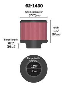 K&N Engineering - K&N Engineering 1.375in Flange ID x 3in OD x 2.5in H Rubber Base Crankcase Vent Filter - 62-1430 - Image 3