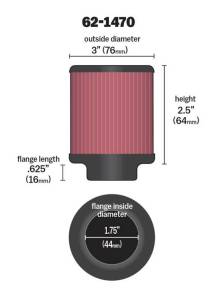 K&N Engineering - K&N Engineering 1.75 inch Vent 3 inch D 2.5 inch H Air Filter - Rubber Top - 62-1470 - Image 4