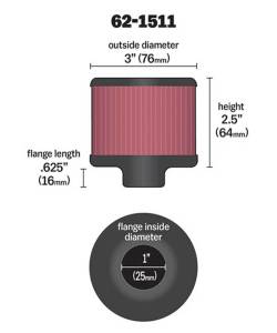 K&N Engineering - K&N Engineering 1in Flange ID x 3in OD x 2.5in Height Clamp On Crankcase Vent Filter - 62-1511 - Image 3