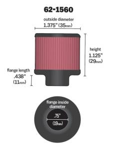 K&N Engineering - K&N Engineering 0.75 inch ID 1.375 inch OD 1.125 inch H Clamp On Crankcase Vent Filter - 62-1560 - Image 4