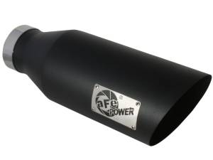aFe - aFe MACHForce XP Exhausts Tips SS-304 EXH Tip 4In x 7Out x 18L Bolt-On (blk) - 49-92023-B - Image 1