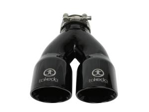 aFe - aFe Takeda 2.5in 304 Stainless Steel Clamp-on Exhaust Tip 2.5in Inlet 3in Dual Outlet - Black - 49T25364-B10 - Image 3