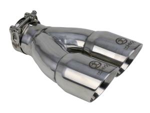 aFe - aFe Takeda 2.5in 304 Stainless Steel Clamp-on Exhaust Tip 2.5in Inlet 3in Dual Outlet - Polished - 49T25364-P10 - Image 1