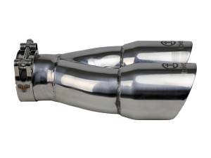aFe - aFe Takeda 2.5in 304 Stainless Steel Clamp-on Exhaust Tip 2.5in Inlet 3in Dual Outlet - Polished - 49T25364-P10 - Image 2