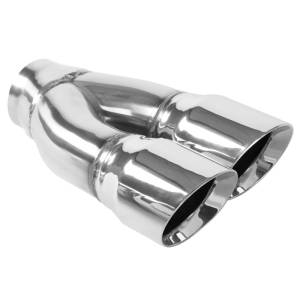 Magnaflow - Magnaflow Tip Stainless Double Wall Round Dual Outlet Polished 3in DIA 2.25in Inlet 9.75in Length - 35227 - Image 1