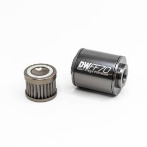 DeatschWerks - DeatschWerks Stainless Steel 8AN 100 Micron Universal Inline Fuel Filter Housing Kit (70mm) - 8-03-070-100K - Image 1