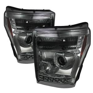 SPYDER Ford Super Duty 11-15 Projector Headlights LED Halo DRL Smke Low 9006 PRO-YD-FS11-HL-SM - 5070289