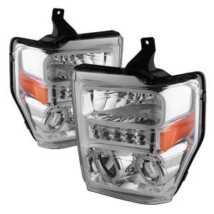 SPYDER Xtune Ford F250/350/450 Super Duty 08-10 Projector Headlights LED Halo Chrome PRO-JH-FS08-LED-C - 5076274