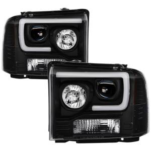 SPYDER Ford F250/350/450 05-07 Projector Headlights - Light Bar DRL LED - Black PRO-YD-FS05V2-LB-BK - 5084507