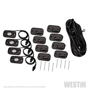 Westin - Westin Universal LED Rock Light Kit - 4 Lights - 14ft 9in Wiring Harness & Switch - 09-80005 - Image 1