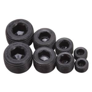 Edelbrock - Edelbrock Fittings Pipe Plug Kit Internal Allen Head 1/8In 1/4In 3/8In 1/2In NPT Set of 8 Black - 8051 - Image 1