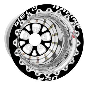 Weld V-Series 15x10 5X4.5 BP 4in Backspace Black w/ Center Polished Shell - Black Single Beadlock MT - 84B510208F